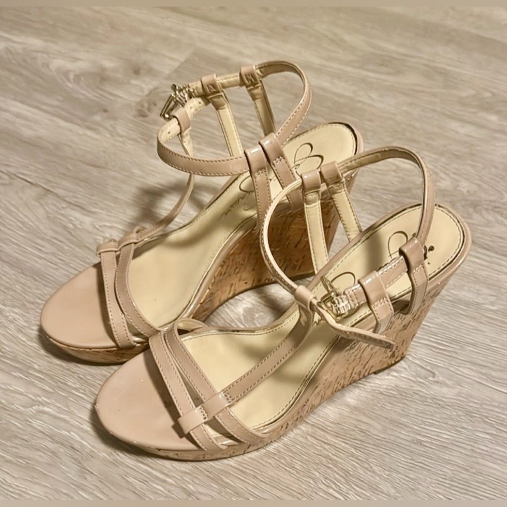 Jessica Simpson Nude Wedge Sandals
